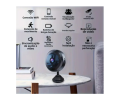 Câmera Mini WiFi Sem Fio Com Visão Noturna