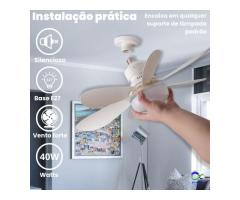 Ventilador de Teto com Lâmpada Encaixe  Led 30w  com Controle Remoto