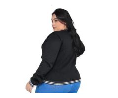 Jaqueta Bomber Feminina Plus Size Com Bolsos G1 G2 G3