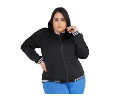 Jaqueta Bomber Feminina Plus Size Com Bolsos G1 G2 G3