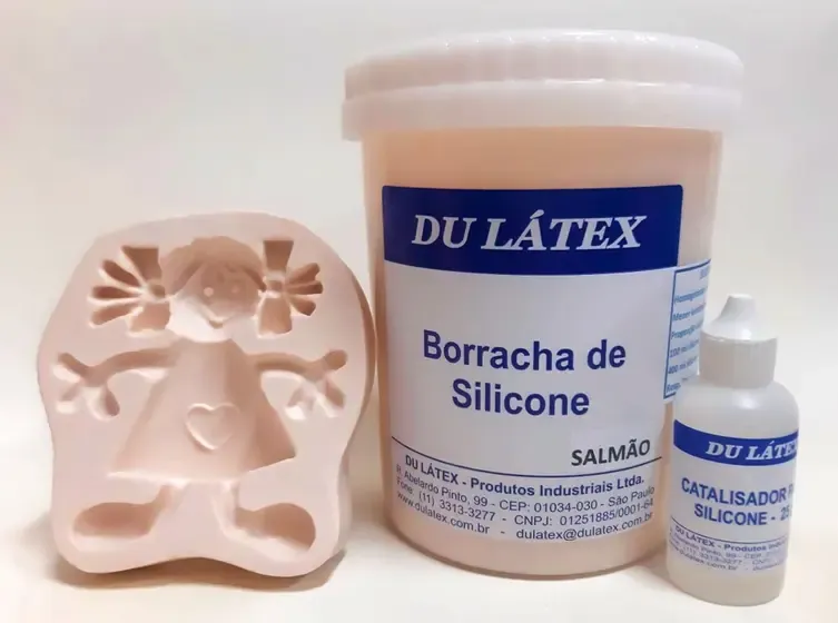 Borracha de Silicone para moldes e formas 1kg - Cor Salmão + Catalisador 25gr