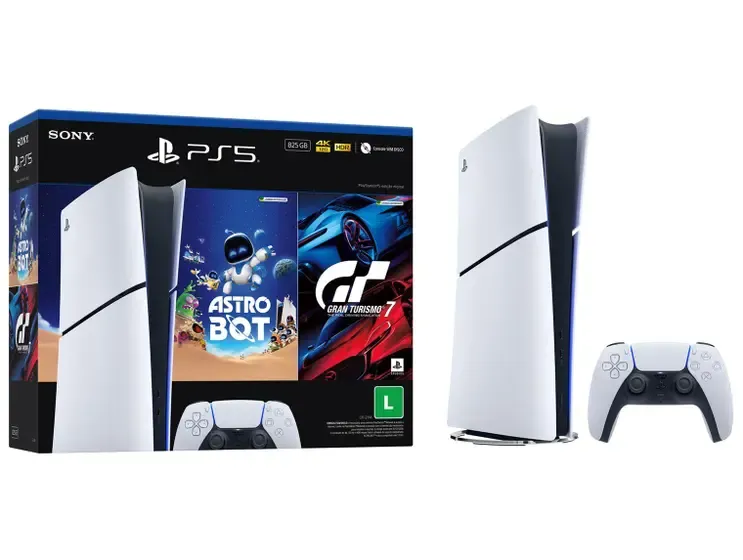 Console Sony PlayStation 5, SSD 825GB, Controle Sem Fio DualSense + 2 Jogos Digitais