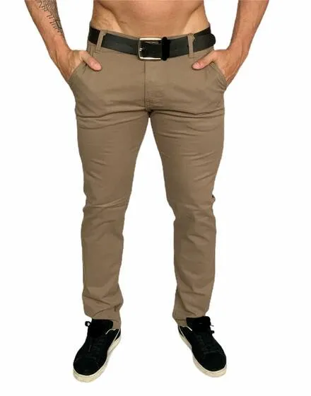 Calça jeans masculina sarja com lycra tradicional skinny slim